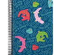 Grafoplás - Cuaderno Escolar Cuarto Alligator By Elena Corredoira, 80 Hojas Cuadriculadas 4x4 90g, Espiral Coil-Lock Seguridad, Certificado FSC, Perfecto Material Escolar