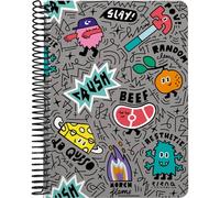 Grafoplás - Cuaderno Escolar Cuarto Random By Elena Corredoira, 80 Hojas Cuadriculadas 4x4 90g, Espiral Coil-Lock Seguridad, Certificado FSC, Perfecto Material Escolar
