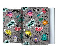 Grafoplás - Cuaderno Escolar Random By Elena Corredoira, Tamaño Folio, 80 Hojas Cuadriculadas 4x4 90g, Espiral Coil-Lock Seguridad, Certificado FSC, Perfecto Material Escolar