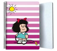 Grafoplás | Cuaderno Mafalda Birdie | Tamaño Folio | 80 Hojas Cuadriculadas 4x4 90g | Espiral con Coil-Lock Seguridad | Certificado FSC | Ideal como Material Escolar