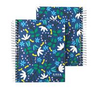 Grafoplás | Cuaderno Tapa Dura A6 | 100 Hojas Cuadriculadas 5x5 | 70g | Bordes 4 Colores | Diseño Elena Corredoira | Colección Blue Garden | Plastificado Soft | Tacto Suave | Certificado FSC