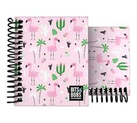 Grafoplás - Cuaderno Tapa Dura A7, Tropical, 100 Hojas Cuadriculadas 5x5, 70 gramos, Bordes 4 Colores, Plastificado Soft, Tacto Suave, Colección Papeleria Bits&Bobs Pop Up Design, Certificado FSC