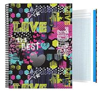 Grafoplas - Cuaderno Tapa Dura, Cartón, A4, Cuadriculado 5x5, 5 Bandas Color, Colección Diverse, Cool, Certificado FSC, 140 Hojas Microperforadas, 4 Taladros, 5 Bandas Color