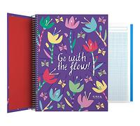 Grafoplas - Cuaderno Tapa Dura, Cartón, A4, Cuadriculado 5x5, 5 Bandas Color, Colección Elena Corredoira, Flow, Certificado FSC, 140 Hojas Microperforadas, 4 Taladros, 5 Bandas Color