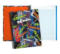 Grafoplas - Cuaderno Tapa Dura, Cuadricula 5x5, Din A4, 5 Bandas Color, Skate, Colección Sports, Certificado FSC