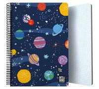 Grafoplas | Cuaderno Tapa Plastico | 80 Hojas Cuadriculadas 4x4 90g | Tamaño Folio | Espiral | Cierre Seguridad Coil Lock | Colección Diseño Bits&Bobs Pop Up Design Space | Certificado FSC
