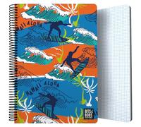Grafoplas | Cuaderno Tapa Plastico | 80 Hojas Cuadriculadas 4x4 90g | Tamaño Folio | Espiral | Cierre Seguridad Coil Lock | Colección Diseño Bits&Bobs Pop Up Design Hawaii | Certificado FSC