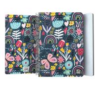 Grafoplás | Cuaderno Tapa Plastico | 80 Hojas Cuadriculadas 4x4 90g | Tamaño Folio | Espiral | Cierre Seguridad Coil Lock | Colección Diseño Bits&Bobs Pop Up Design Botanic | Certificado FSC