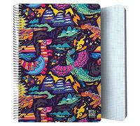 Grafoplas | Cuaderno Tapa Plastico | 80 Hojas Cuadriculadas 4x4 90g | Tamaño Folio | Espiral | Colección Diseño Bits&Bobs Pop Up Design Dragons | Certificado FSC