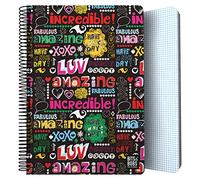 Grafoplas - Cuaderno Tapa Plastico, 80 Hojas Cuadriculadas 4x4 90g, Tamaño Folio, Espiral, Colección Diseño Bits&Bobs Pop Up Design Nice Day, Certificado FSC