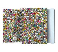 Grafoplas - Cuaderno Tapa Plastico, 80 Hojas Cuadriculadas 4x4 90g, Tamaño Folio, Espiral, Colección Diseño Bits&Bobs Pop Up Design Icons, Certificado FSC