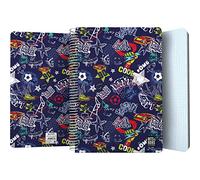 Grafoplás | Cuaderno Tapa Plastico | 80 Hojas Cuadriculadas 4x4 90g | Tamaño Folio | Espiral | Colección Diseño Bits&Bobs Pop Up Design Star | Certificado FSC