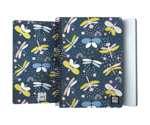 Grafoplás - Cuaderno Tapa Plastico, Bits&Bobs Dragon Fly, 80 Hojas Cuadriculadas 4x4 90 gramos, Tamaño Folio, Espiral, Cierre Seguridad Coil Lock, Certificado FSC, Perfecto Material Escolar