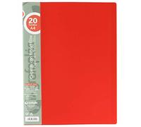 Grafoplas - Élite Carpetas con Fundas, 20 Fundas Transparentes, Cubiertas semirrígidas, Rojo, A4