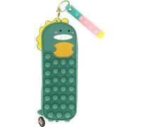 Grafoplas - Estuche de Silicona Colección bits&Bobs Pop It, Diseño Dino, 22x5x3,5cm, Asa Lateral de Mano, Modelo Burbujas Antiestrés, Material Escolar Suave y Flexible, 1 Compartimento