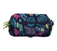 Grafoplas - Estuche Escolar 3 Compartimentos, bits&Bobs Beach, 23x10x10cm, Organizar Material Escolar, con Solpa de Cierre y Horario Semanal, Gran Capacidad, Tira para Carrito Mochila