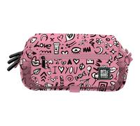 Grafoplas - Estuche Escolar 3 Compartimentos, bits&Bobs I Love You, 23x10x10cm, Organizar Material Escolar, con Solpa de Cierre y Horario Semanal, Gran Capacidad, Tira Carrito Mochila