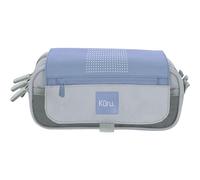 Grafoplás | Estuche Escolar 3 Compartimentos con Solapa Kuru Azul | Estuche Escolar 3 Compartimentos | 100% Poliéster | Con Triple Capacidad | Tira Trasera para Colgar | Refuerzos Frontales y Traseros