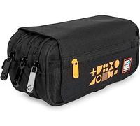 Grafoplás | Estuche Escolar 3 Cremalleras | Naranja Flúor | con Solapa de Cierre | 23x10x10cm | bits&Bobs Pop Up Design Flúor