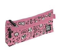 Grafoplas - Estuche Escolar Plano, Colección I Love You, bits & Bobs Pop Up Design, 2 Bolsillos, 23x10cm, Compartimentos con Cremallera, Tiradores Fácil Apertura, Material Escolar