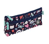 Grafoplás - Estuche Escolar Plano, Colección Princess, bits & Bobs Pop Up Design, 2 Bolsillos, 23x10cm, Compartimentos con Cremallera, Tiradores Fácil Apertura, Material Escolar