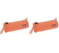 Grafoplas - Estuche Escolar Redondo bits&Bobs, Coral, 23x8cm, Apertura Superior, Asa de Agarre Lateral, Tiradores Laterales, Material Escolar (Paquete de 2)