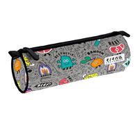 Grafoplás - Estuche Escolar Redondo Grande, 22x8cm, Cierre Cremallera con Tiradores, Poliéster, Colección Random by Elena Corredoira, Material Escolar