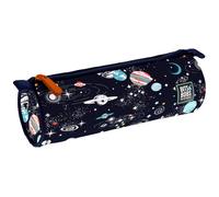 Grafoplas - Estuche Escolar Redondo, Grande, 22x8cm, Colección Cosmos bits&Bobs Pop Up Design, Cierre Cremallera con Tiradores, Poliéster, Material Escolar