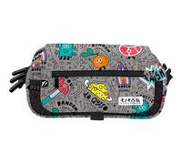 Grafoplas - Estuche Escolar Tres Compartimentos con Solapa, bits&Bobs Random by Elena Corredoira, 23x10x10 cm, Organizador para Material Escolar, Gran Capacidad