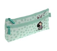 Grafoplas Estuche Mafalda Kiss Plano Verde Mint, 23x10x5 cm, 2 Compartimentos con Cremallera, Estudiantes