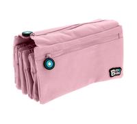 Grafoplás - Estuche Portatodo Cuádruple de Alta Capacidad para Material Escolar. Rosa Soft