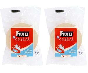 Grafoplas Fixo Cristal - Cinta Adhesiva de Gran Transparencia 1 Bolsa, 19mmx33m, Fácil Corte, No Necesita Tijeras, Perfecto Material de Papeleria para Escuela y Oficina (Paquete de 2)