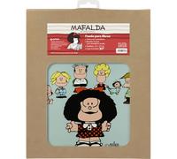 Grafoplas - Funda para Libros Lectura Mafalda Amigos, Medidas 22x27cm, Cierre con Cremallera, Bolsillo Frontal con Cremallera Oculta Perfecto para Móvil o Accesorios, Ideal para Regalar