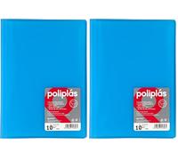 Grafoplas I Carpeta con Fundas Plastico I 10 Fundas Transparentes I Tamaño Folio Azul Soft I Serie Poliplas Translucido I Fabricados en España I Gran Capacidad de Almacenaje (Paquete de 2)