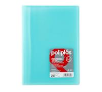 Grafoplas I Carpeta con Fundas Plastico I 20 Fundas Transparentes I Tamaño Din A4 Menta I Serie Poliplas Translucido I Fabricados en España I Gran Capacidad de Almacenaje