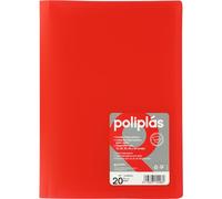 Grafoplas I Carpeta con Fundas Plastico I 20 Fundas Transparentes I Tamaño Din A4 Rojo I Serie Poliplas Opaco I Fabricados en España I Tapas Flexibles I Gran Capacidad de Almacenaje