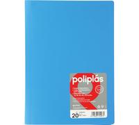 Grafoplas I Carpeta con Fundas Plastico I 20 Fundas Transparentes I Tamaño Folio Azul Cielo I Serie Poliplas Opaco I Fabricados en España I Tapas Flexibles I Gran Capacidad de Almacenaje