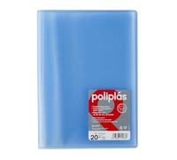 Grafoplas I Carpeta con Fundas Plastico I 20 Fundas Transparentes I Tamaño Folio Azul Soft I Serie Poliplas Translucido I Fabricados en España I Gran Capacidad de Almacenaje