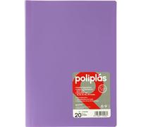 Grafoplas I Carpeta con Fundas Plastico I 20 Fundas Transparentes I Tamaño Folio Lavanda I Serie Poliplas Opaco I Fabricados en España I Tapas Flexibles I Gran Capacidad de Almacenaje