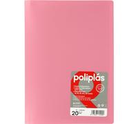 Grafoplas I Carpeta con Fundas Plastico I 20 Fundas Transparentes I Tamaño Folio Rosa I Serie Poliplas Opaco I Fabricados en España I Tapas Flexibles I Gran Capacidad de Almacenaje