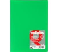 Grafoplas I Carpeta con Fundas Plastico I 20 Fundas Transparentes I Tamaño Folio Verde I Serie Poliplas Opaco I Fabricados en España I Tapas Flexibles I Gran Capacidad de Almacenaje