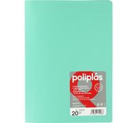 Grafoplas I Carpeta con Fundas Plastico I 20 Fundas Transparentes I Tamaño Folio Verde Pastel I Serie Poliplas Opaco I Fabricados en España I Tapas Flexibles I Gran Capacidad de Almacenaje