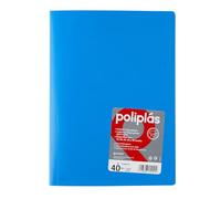 Grafoplas I Carpeta con Fundas Plastico I 40 Fundas Transparentes I Tamaño Din A4 Azul Cielo I Serie Poliplas Opaco I Fabricados en España I Tapas Flexibles I Gran Capacidad de Almacenaje