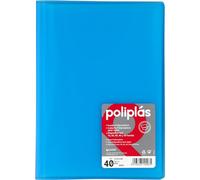 Grafoplas I Carpeta con Fundas Plastico I 40 Fundas Transparentes I Tamaño Folio Azul Soft I Serie Poliplas Translucido I Fabricados en España I Gran Capacidad de Almacenaje