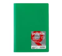 Grafoplas I Carpeta con Fundas Plastico I 40 Fundas Transparentes I Tamaño Folio Verde I Serie Poliplas Opaco I Fabricados en España I Tapas Flexibles I Gran Capacidad de Almacenaje
