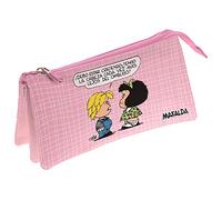 Grafoplás Mafalda 37540658 Colección Mafalda Estuche Escolar Triple, Modelo Belly Button, 23.5 x 12 x 14