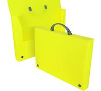 Grafoplas - Maletín de Polipropileno con Asa Abatible. Amarillo Floúr. 345x245x40mm