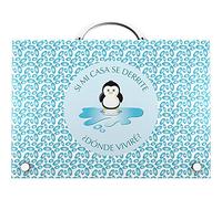 Grafoplas - Maletín Escolar con Asa, Polipropileno, Colección Wise Planet, Pingüino, Tamaño Folio, 24, 5x34, 5x4cm