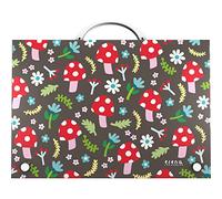 Grafoplas - Maletin Escolar con Asa y Cierre de Broche, Polipropileno, Tamaño Folio, 24,5 x 34,5 x 4 cm, Colección Papelería Setas, Elena Corredoira