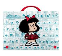 Grafoplás | Maletin Escolar con Asa y Cierre de Broche | Polipropileno | Tamaño Folio | 24,5x34,5x4cm | Colección Papelería Mafalda Viñetas